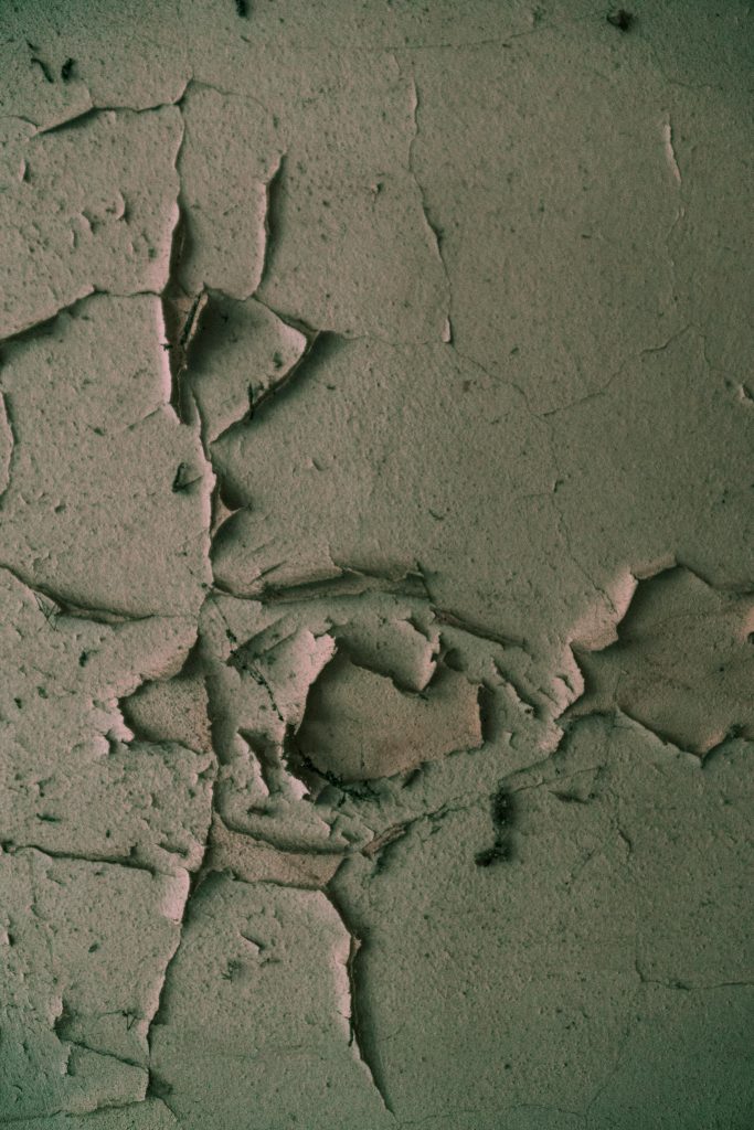 An artistic view of a cracked and textured plaster wall showcasing its aged surface.